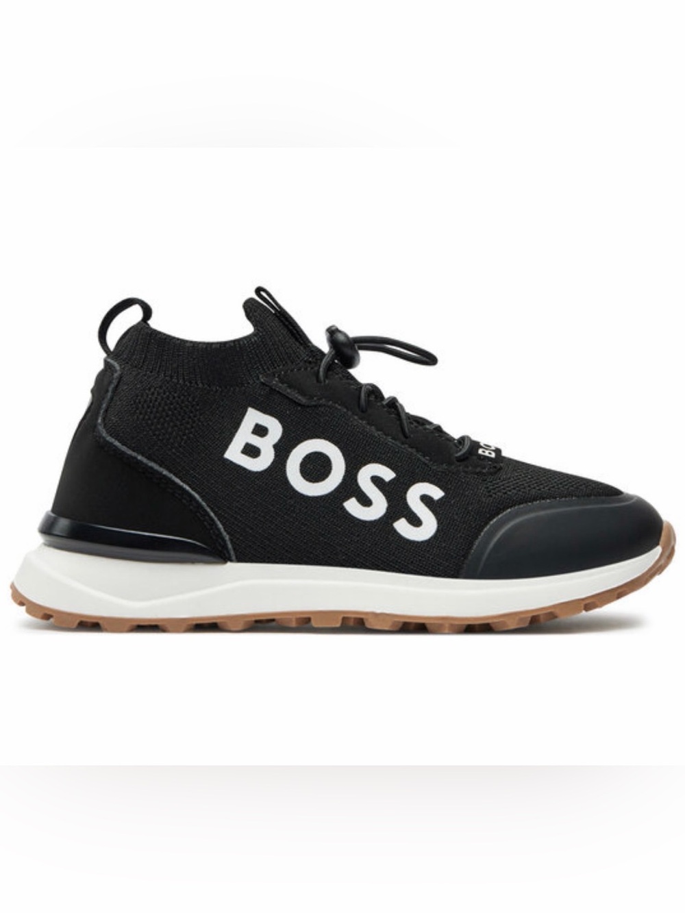 BOSS Kids Black Logo Sneakers Size 27 NWT